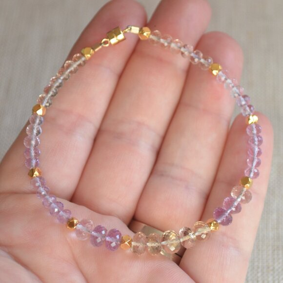 Ametrine Beaded Bracelet with Gold Magnetic Clasp - Hand Made in Canada - Picture 8 of 9